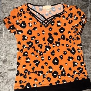 Diana Belle Short Sleeved Cheetah Print Blouse  (S)
